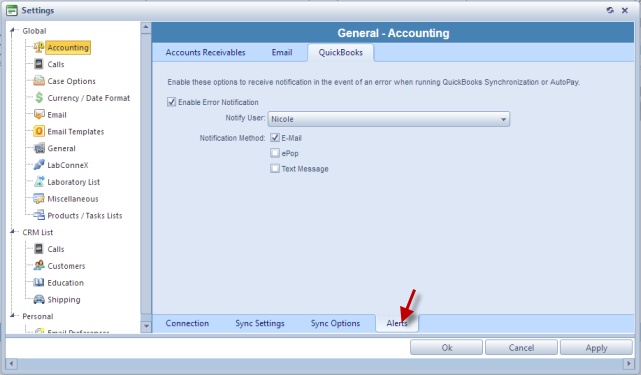 V11 - Accounting - Quickbooks - alerts