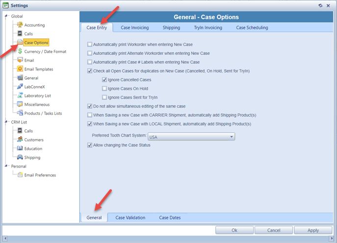 V12 - Case Options - general