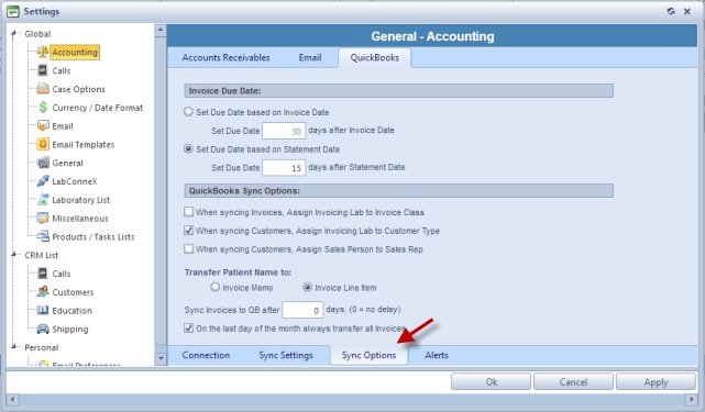 V11 - Accounting - Quickbooks - sync options