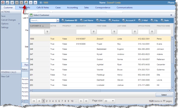 V11 - Select Customer form