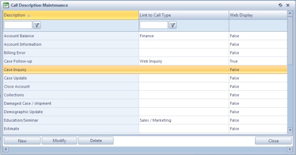 V11 - CRM - Calls - descriptions