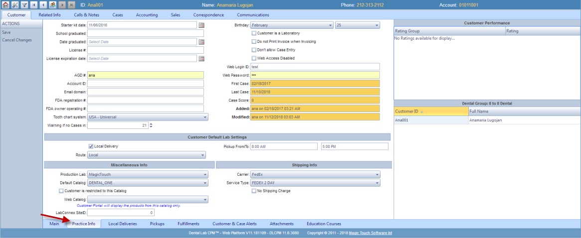 V11 - Customer - Practice info