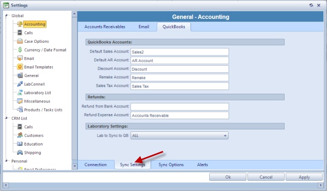 V11 - Accounting - Quickbooks - sync settings