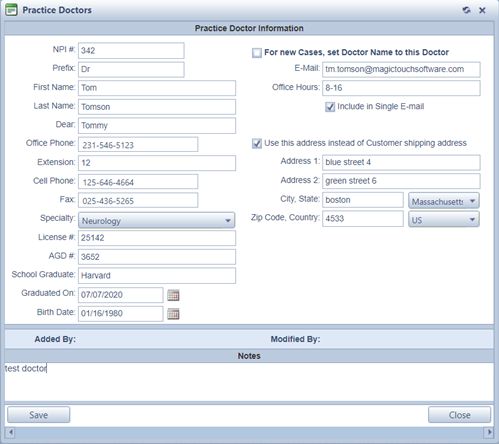 V12 - Related Info - Practice doctor - add