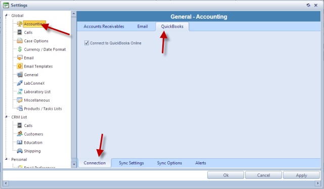 V11 - Accounting - Quickbooks - connection