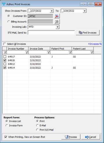 V14 - adhoc print invoices - form