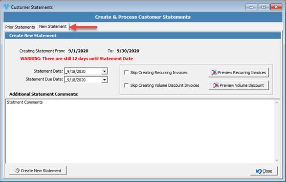 V12 - Create and Process Statements - new statement