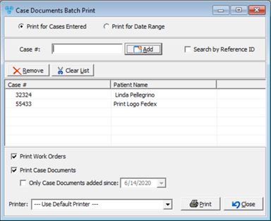 V12 - Batch Processing - Print Case Documents - Print for Cases Entered