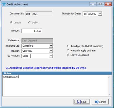 V12 - Customer Accounting - Post Adjustment - Cash Discount