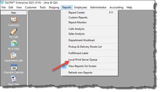 V12 - Local Print Server Queue - navigation