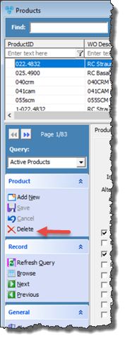 V12 - Products and Tasks Lists - Products - Delete