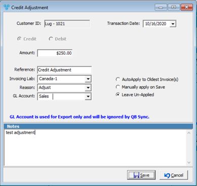 V12 - Customer Accounting - Post Adjustment - Credit Adjustment