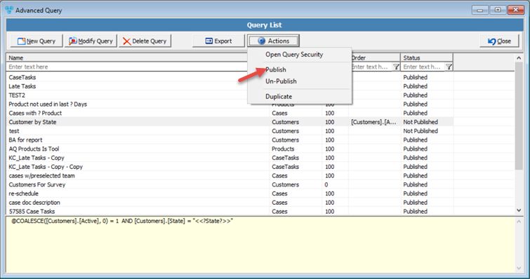 V12 - Advanced Query  - publish query