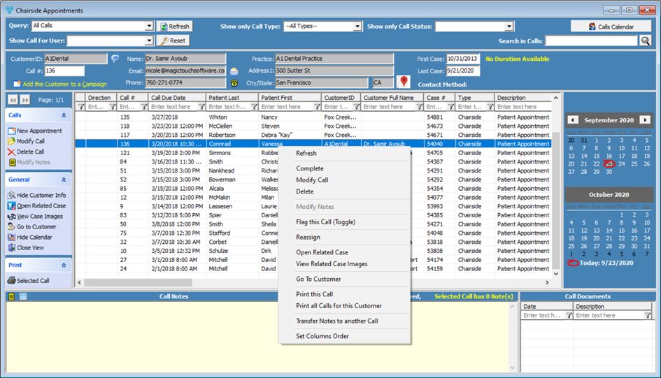 V12 - Chairside Calls Manager - form