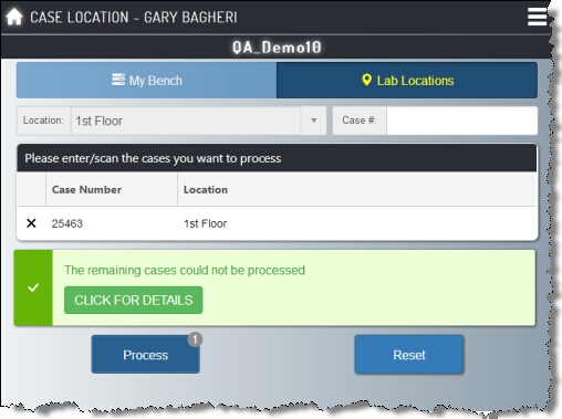 Case Location - Lab Location - process