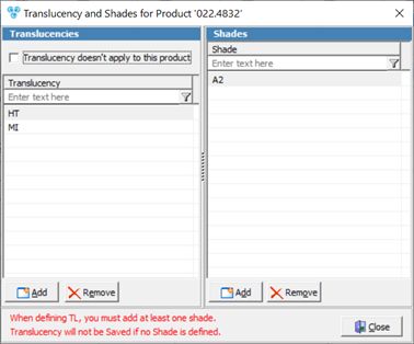 V12 - Products and Tasks Lists - Products - Products - Translucencies and Shades