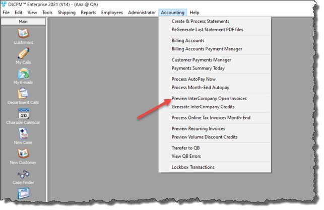 V12 - Preview InterCompany Open Invoices - navigation