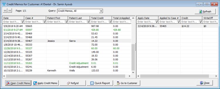 V12 - Customer Accounting - View Credit Memos