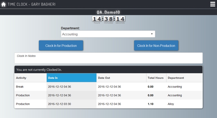 Time clock - form - extended