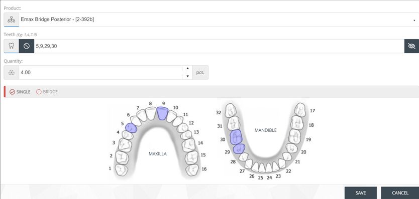 Add product to case - form