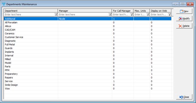 V12 - Products and Tasks Lists - Departments