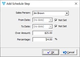 V12 - Customer Settings - Sales Commissions - Add Schedule Step