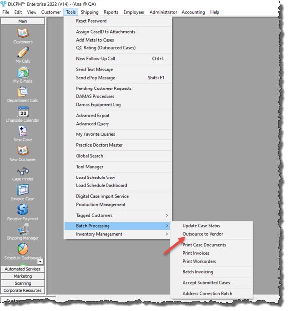 V14 - Batch Processing - Outsource to Vendor - navigation