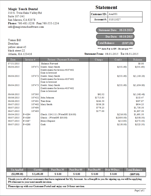 V12 - Customer Reports - Statement for this Customer - report