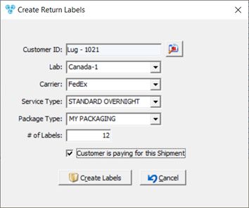 V12 - Create Return Labels - form