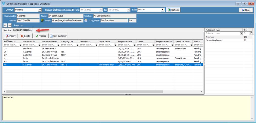 V12 - Fulfillment Manager - campaign responses