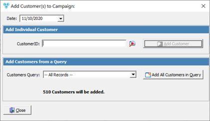 V12 - Add customer to a selected campaign - form