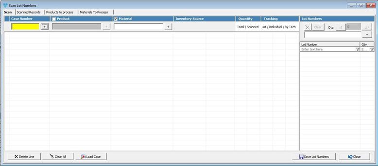 Scan Lot Numbers - form