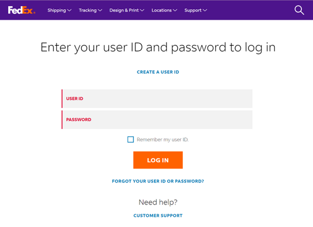 FedExDevLogInPage