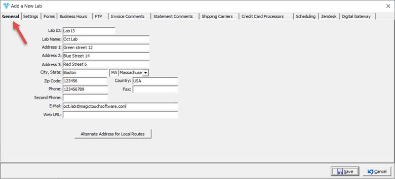 V12 - Laboratory Lists - Laboratories - Add new lab - General