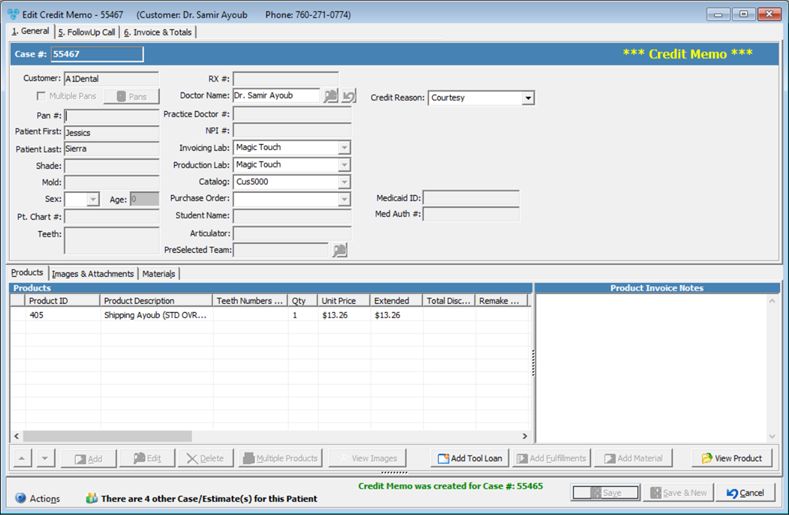 V12 - Customer Accounting - View Credit Memos - open credit memo