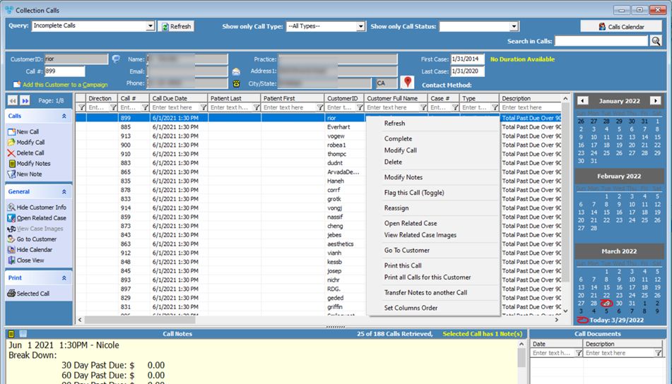 V12 - Accounting Callesction Calls Manager - form