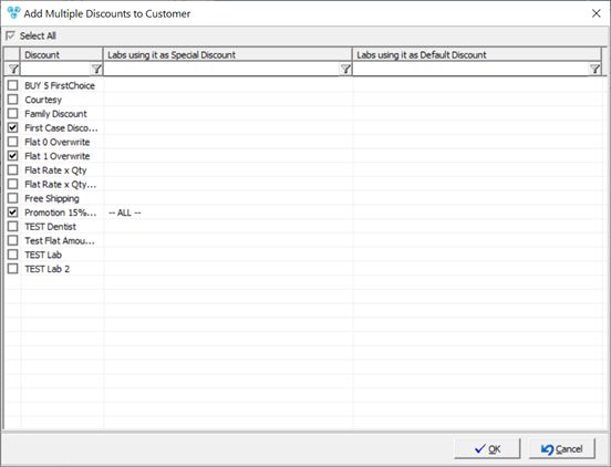 V14 - Customer Settings - Customer Discounts - Select discount