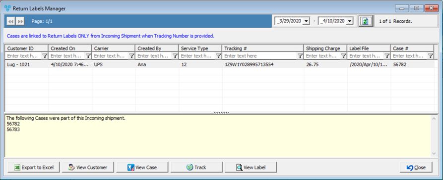 V12 - Return Label Manager - form