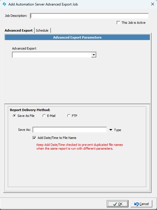 V15 - Job Management - Add Advanced Export Job