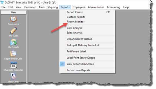 V12 - Reports Monitor - navigation