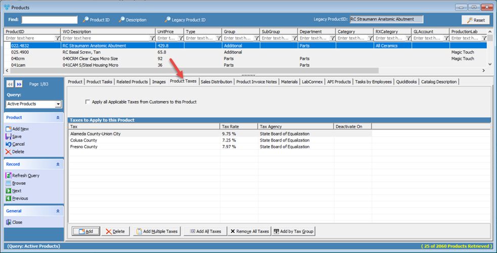 V12 - Products and Tasks Lists - Products - Products form - Taxes tab