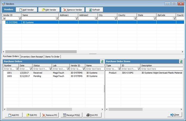 Inventory Management - vendors