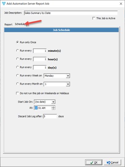 V12 - Job Management - Add Job - Schedule tab