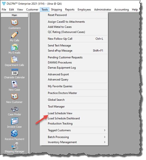 V12 - Load Schedule View - navigation