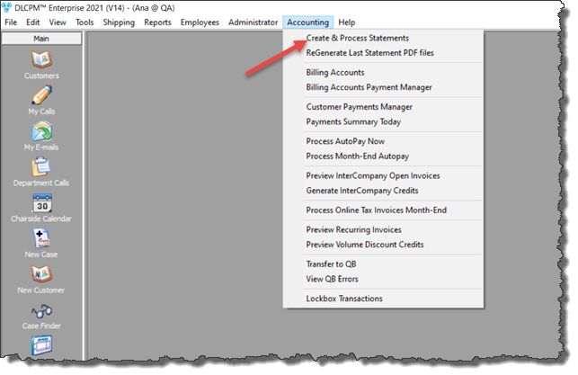 V12 - Create and Process Statements - navigation