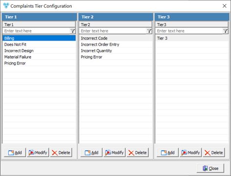 V12 - Complaints - Error Code Tiers