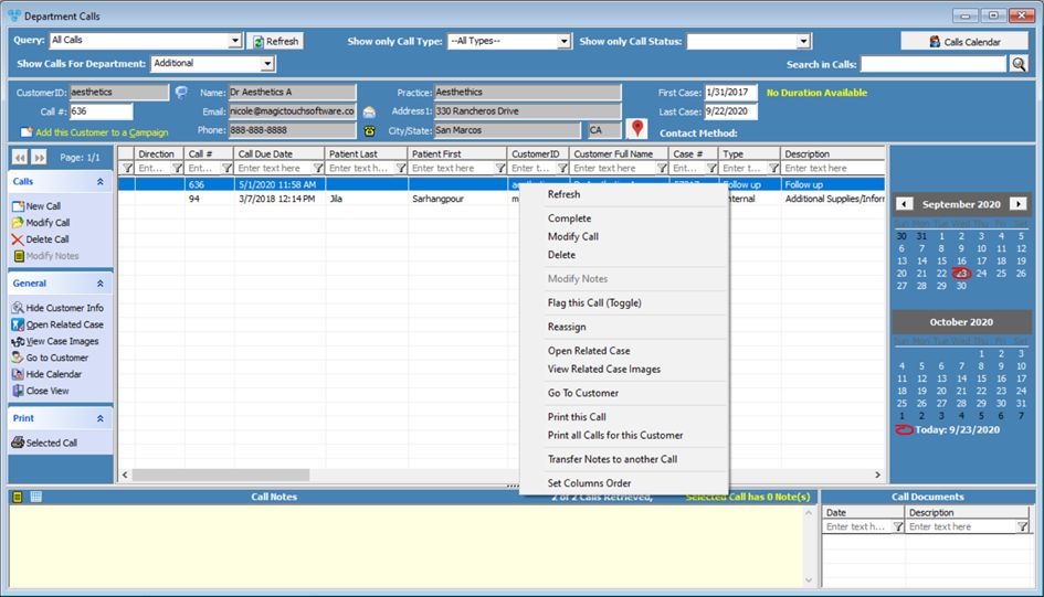 V12- Department Calls Manager - form