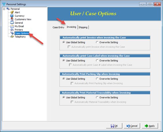 V12 - Case Option - Invoicing