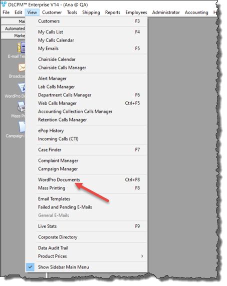 V12 - Word Pro Documents - navigation 2