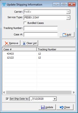 V12 - Update Shipping Information - Carrier - form